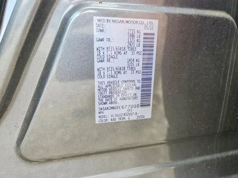 2015 NISSAN PATHFINDER SV  