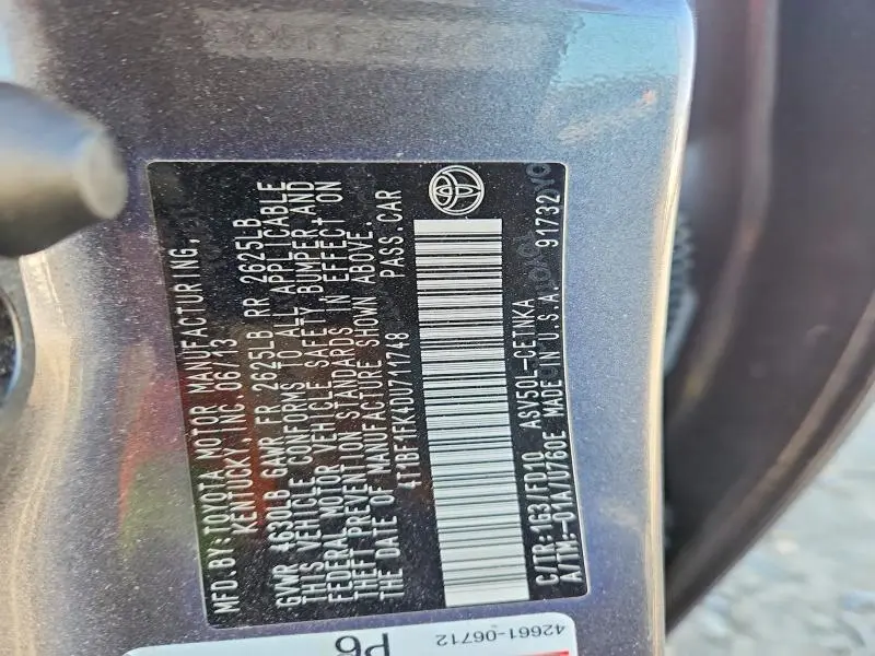 2013 TOYOTA CAMRY   