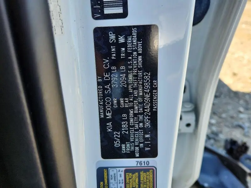 2022 KIA FORTE LXS  