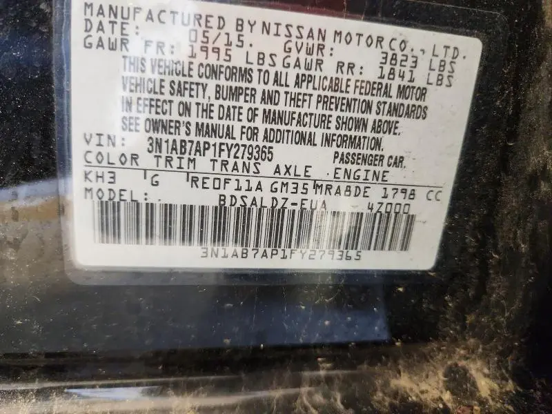 2015 NISSAN SENTRA SV  