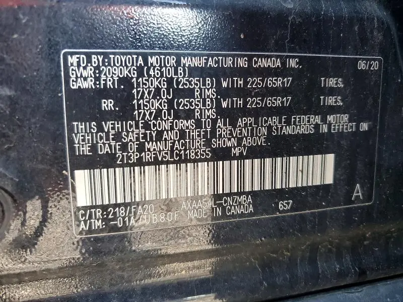 2020 TOYOTA RAV4 XLE  