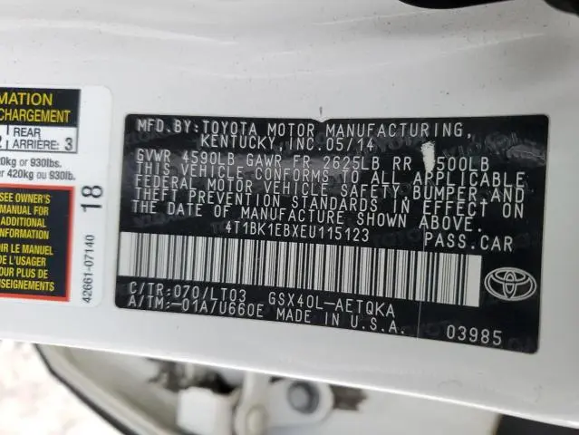 2014 TOYOTA AVALON BASE  