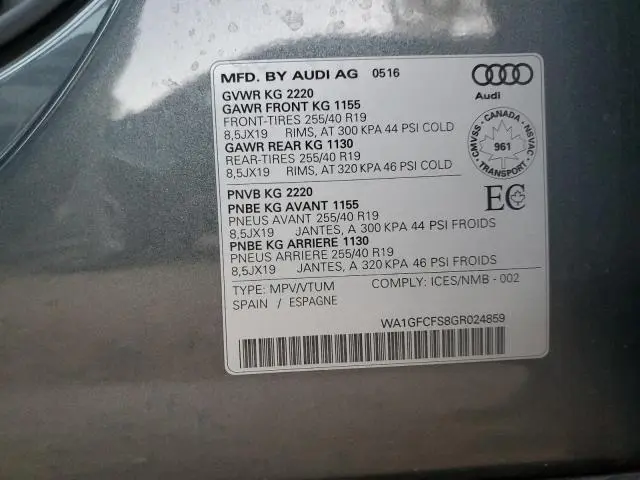 2016 AUDI Q3 PRESTIGE  