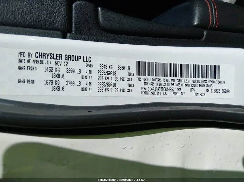 2013 JEEP GRAND CHEROKEE LAREDO TRAILHAWK