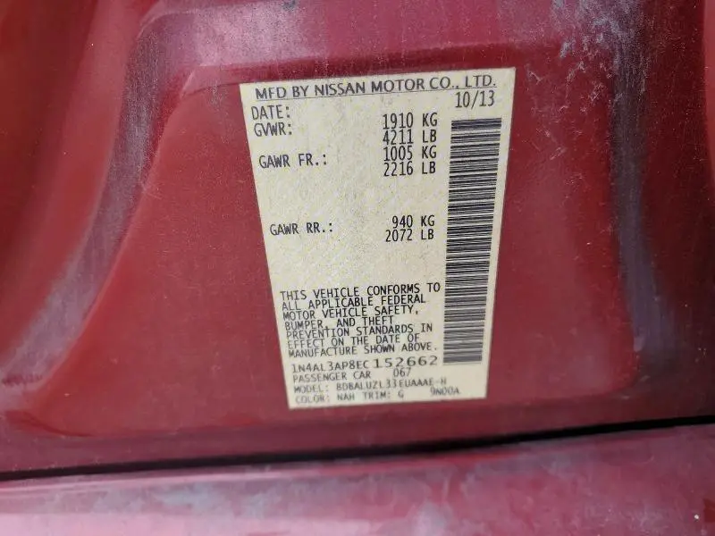 2014 NISSAN ALTIMA 2.5 SV  