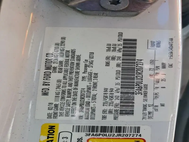 2018 FORD FUSION SE HYBRID  