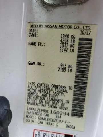 2013 NISSAN ALTIMA S  
