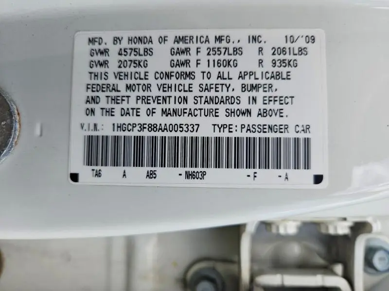 2010 HONDA ACCORD EXL  