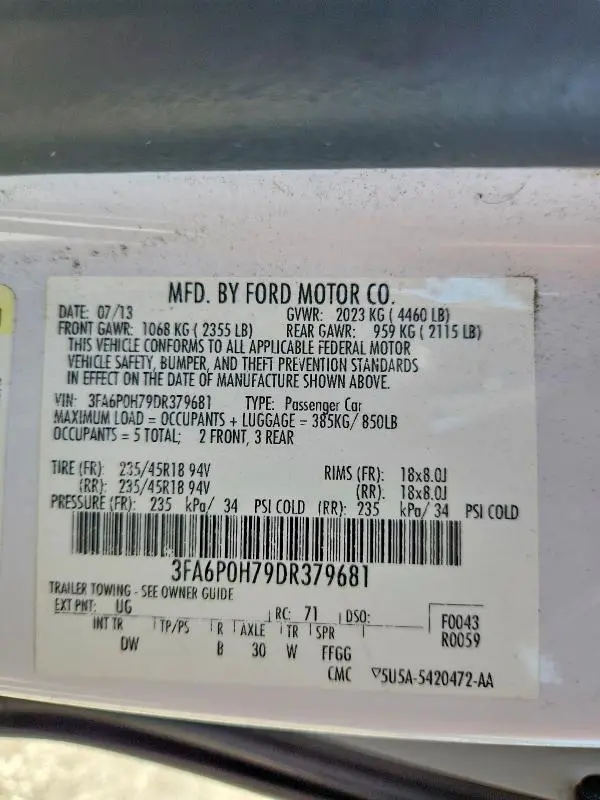 2013 FORD FUSION SE  