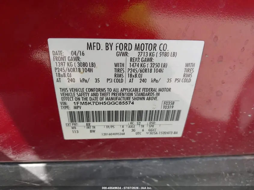 2016 FORD EXPLORER XLT