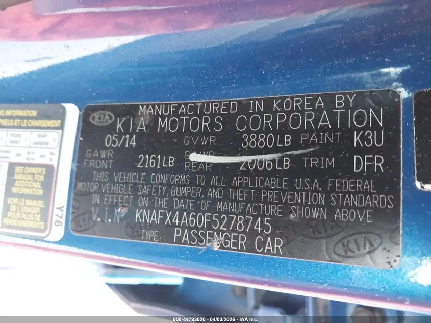 2015 KIA FORTE LX