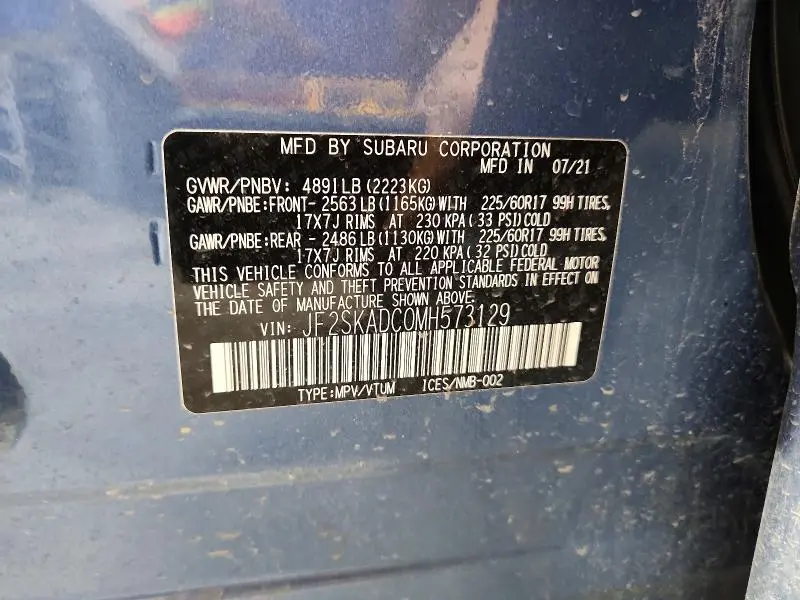 2021 SUBARU FORESTER   