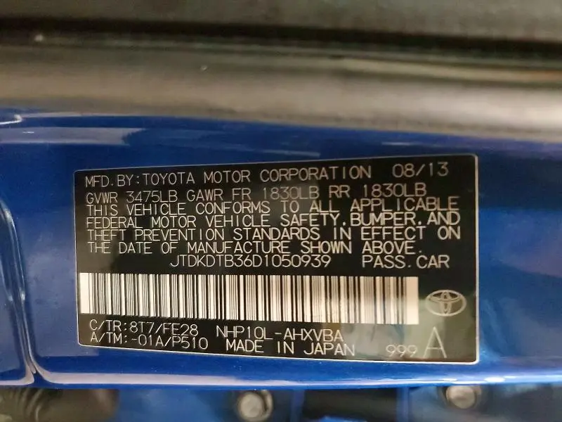 2013 TOYOTA PRIUS C ONE  