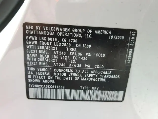 2019 VOLKSWAGEN ATLAS SEL PREMIUM  