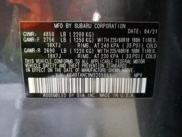 2021 SUBARU OUTBACK LIMITED  