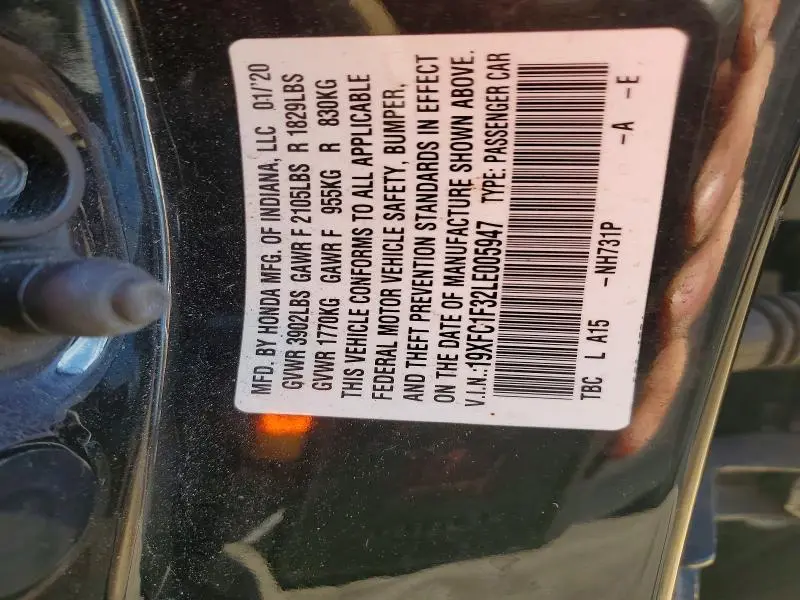 2020 HONDA CIVIC EX  
