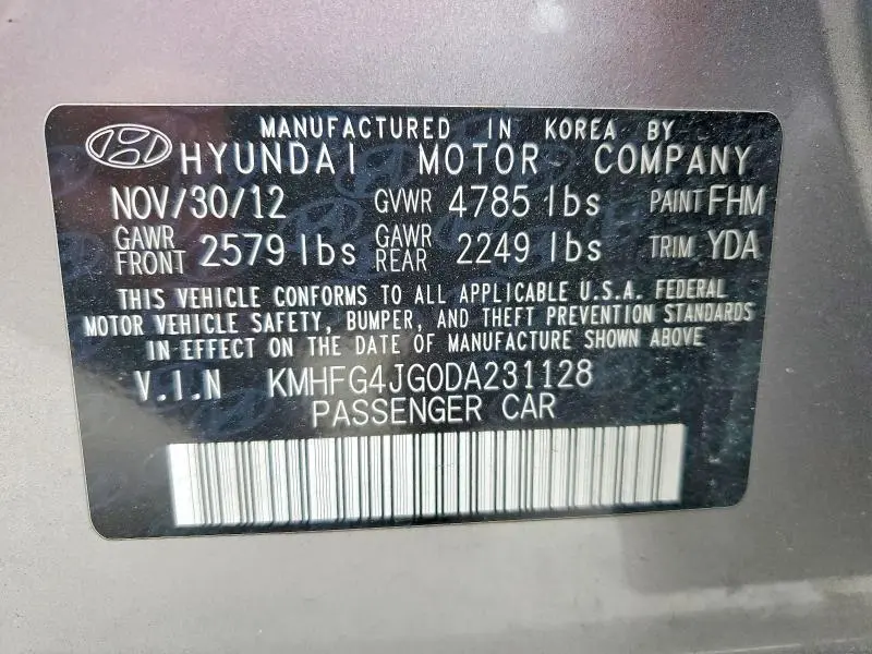 2013 HYUNDAI AZERA BASE  