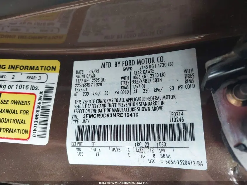 2022 FORD BRONCO SPORT BADLANDS