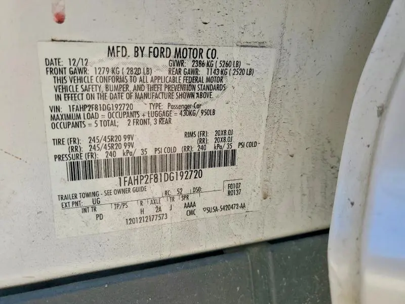 2013 FORD TAURUS LIMITED  