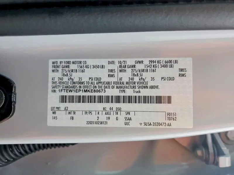 2021 FORD F150 SUPERCREW  