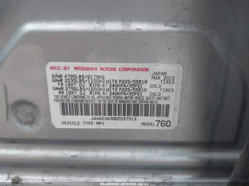 2016 MITSUBISHI OUTLANDER ES