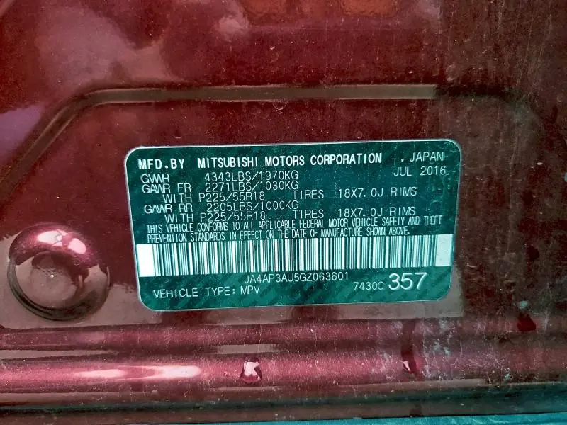 2016 MITSUBISHI OUTLANDER SPORT ES  