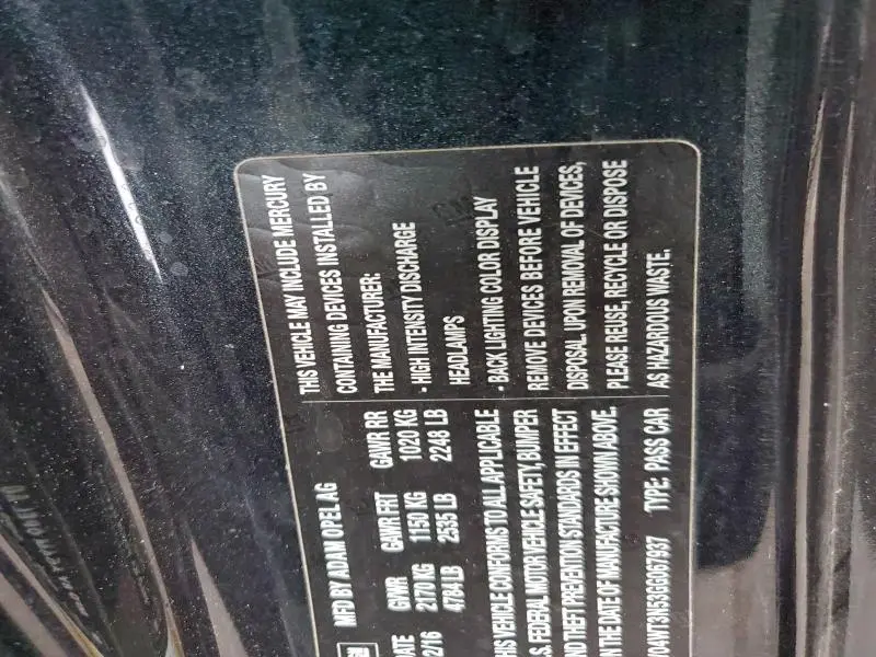 2016 BUICK CASCADA PREMIUM  