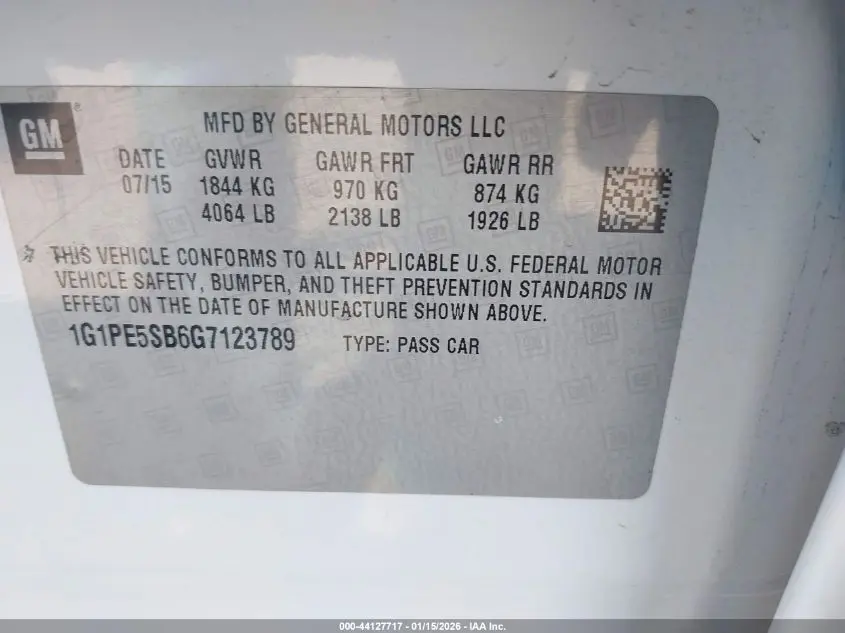 2016 CHEVROLET CRUZE LIMITED 1LT AUTO