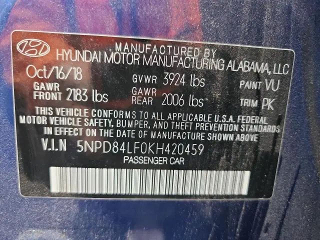 2019 HYUNDAI ELANTRA SEL  