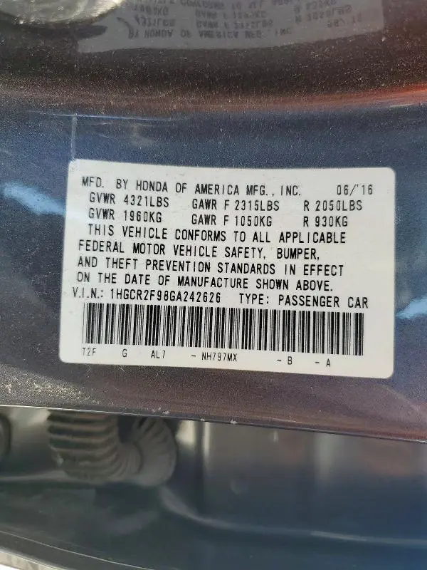 2016 HONDA ACCORD EXL  