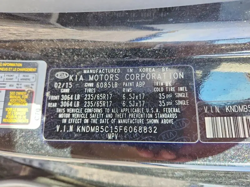 2015 KIA SEDONA LX  