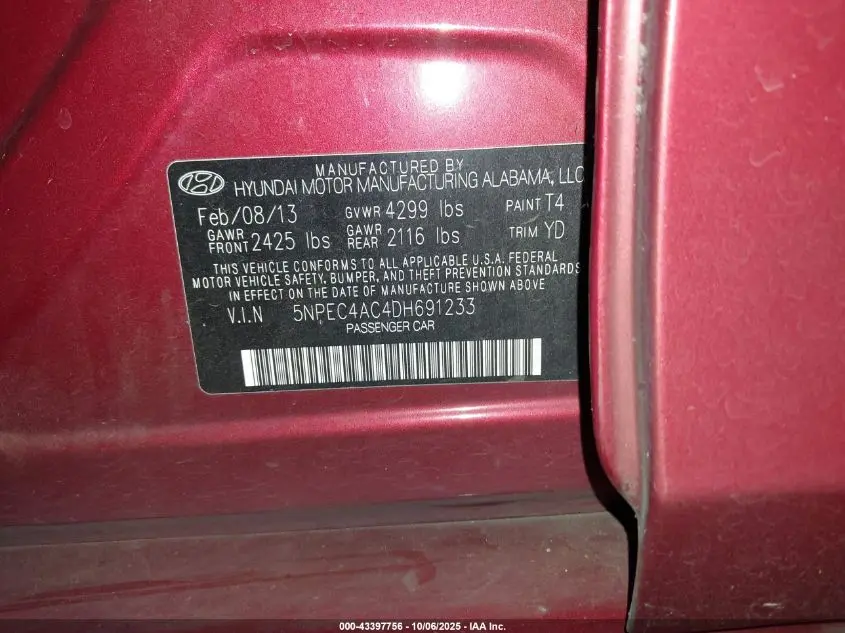 2013 HYUNDAI SONATA LIMITED