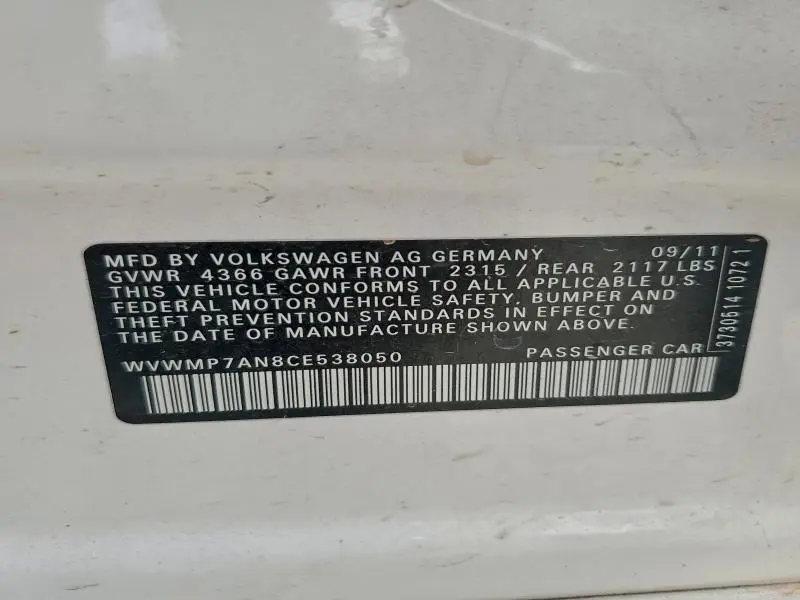 2012 VOLKSWAGEN CC SPORT  