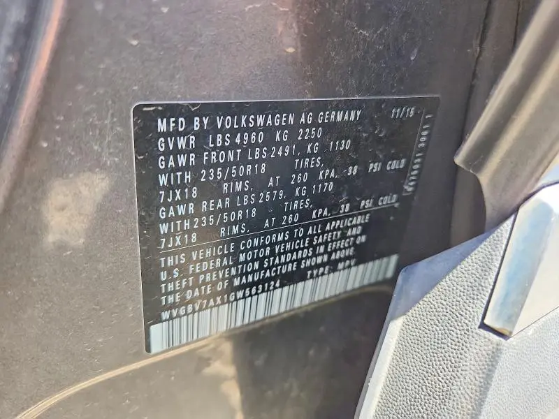 2016 VOLKSWAGEN TIGUAN S  