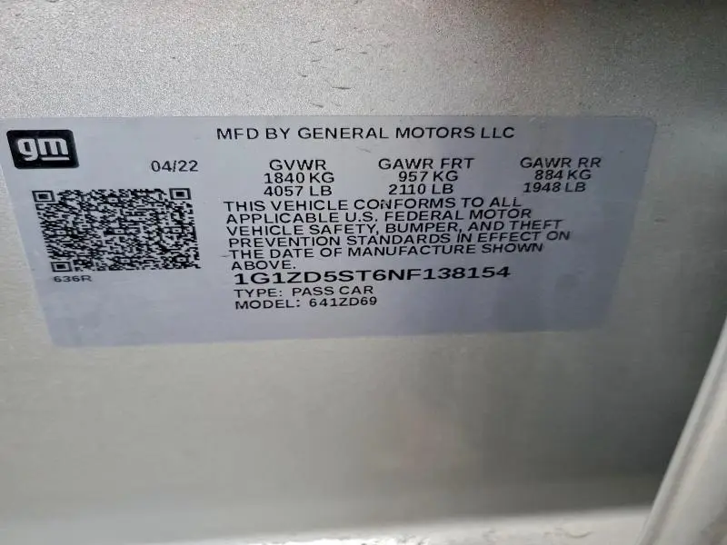 2022 CHEVROLET MALIBU LT  