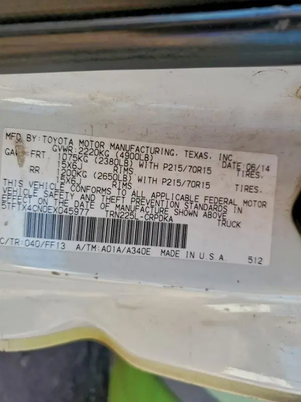 2014 TOYOTA TACOMA ACCESS CAB  