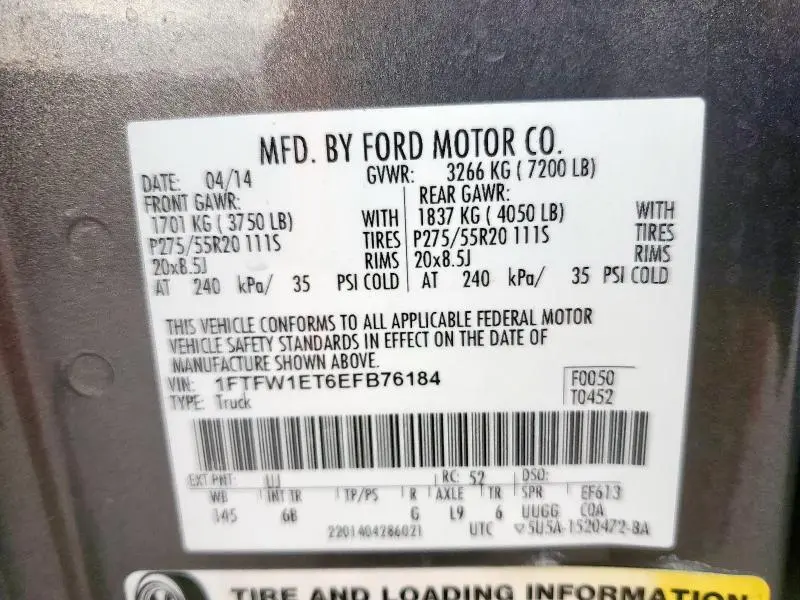 2014 FORD F150 SUPERCREW  