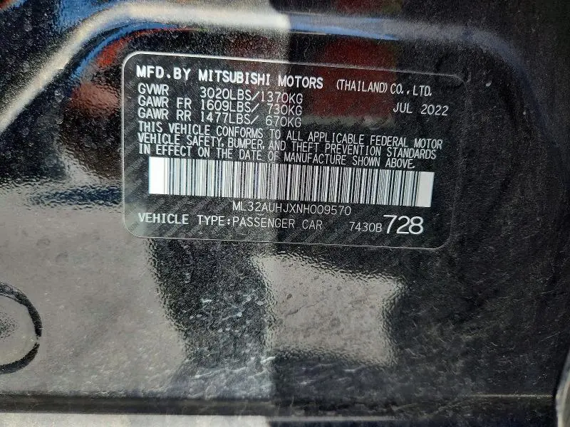 2022 MITSUBISHI MIRAGE ES  