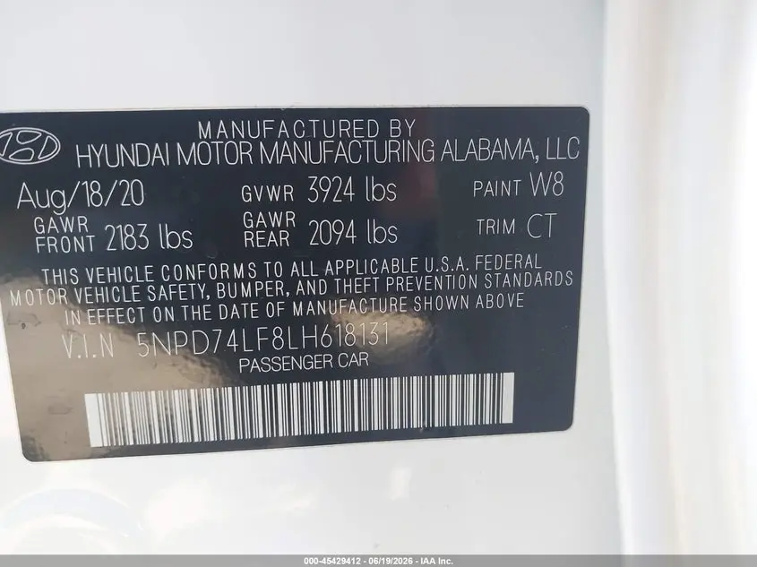 2020 HYUNDAI ELANTRA SE