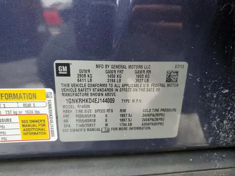 2014 CHEVROLET TRAVERSE LT  