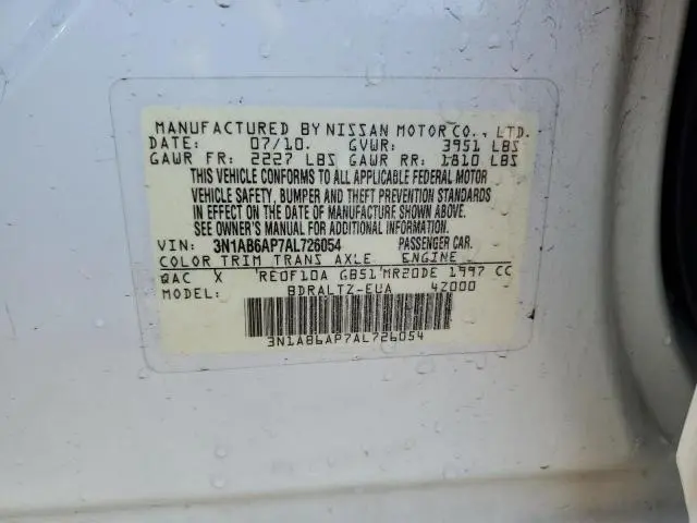 2010 NISSAN SENTRA 2.0  