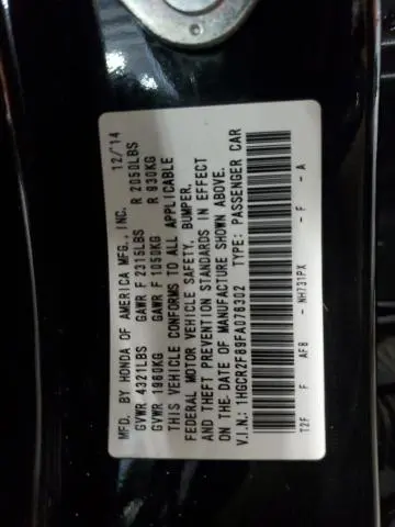 2015 HONDA ACCORD EXL