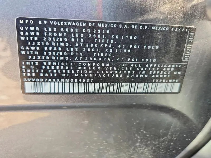 2022 VOLKSWAGEN TIGUAN SE R-LINE BLACK  
