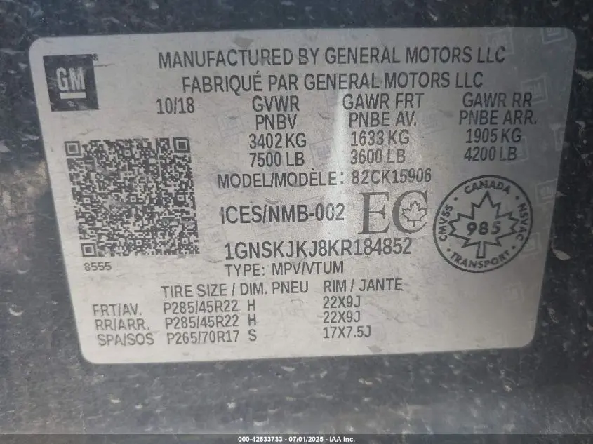 2019 CHEVROLET SUBURBAN PREMIER