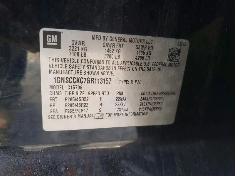 2016 CHEVROLET TAHOE C1500 LTZ  