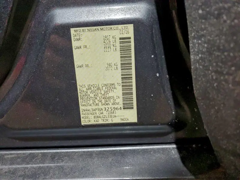 2016 NISSAN ALTIMA 2.5  