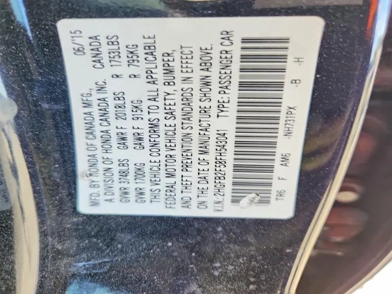 2015 HONDA CIVIC LX  