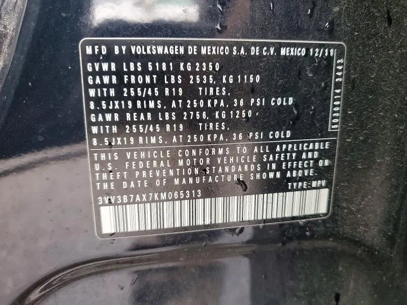 2019 VOLKSWAGEN TIGUAN SE/SEL/SEL R-LINE JET-BLACK/SE  
