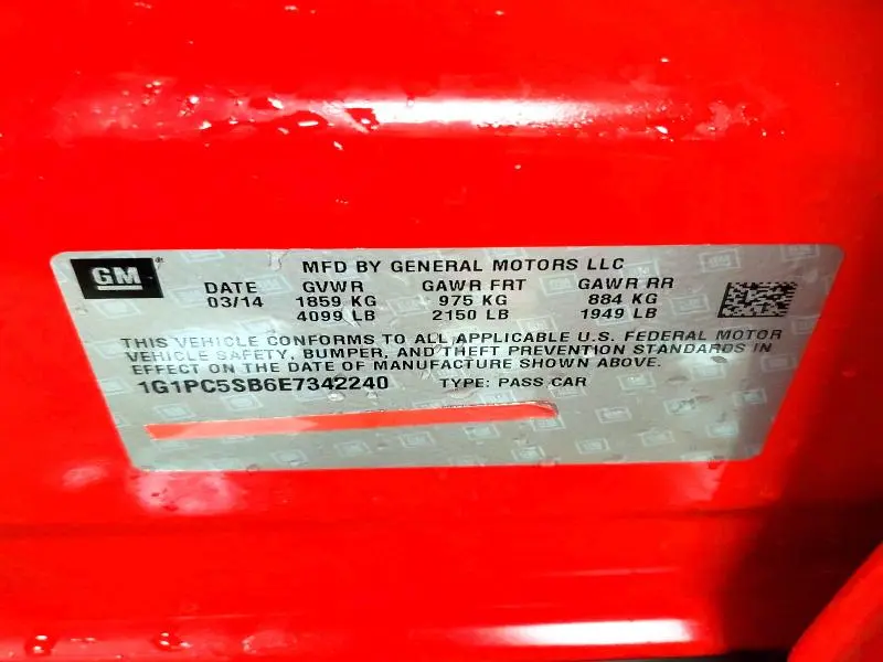 2014 CHEVROLET CRUZE LT  