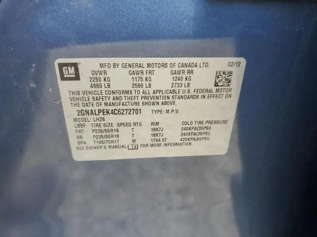 2012 CHEV EQUINOX LT   